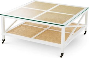 Masuta de cafea LUX, Lemn, Rattan, Bahamas alb