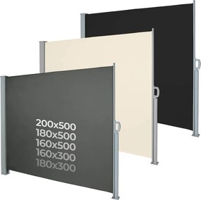 JAGO Paravan lateral extensibil, 180 x 500 cm, antracit