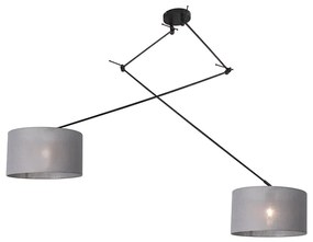 Lampă suspendată neagră cu abajur 35 cm gri reglabilă cu 2 lumini - Blitz