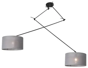 Lampă suspendată neagră cu abajur 35 cm gri reglabilă cu 2 lumini - Blitz