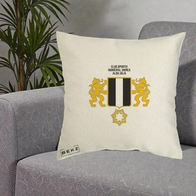 Perna Personalizata CSM Unirea Alba Iulia Fotbal, 40x40 cm, Ecru, Husa Detasabila, Perna Inclusa, BEKZ®