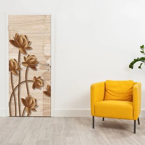 Fototapet pentru ușă - Flori maro abstract (95x205cm)