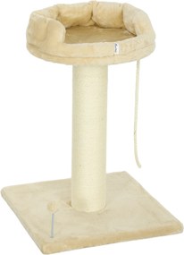 PawHut Copac Zgâriat pentru Pisici, Patut, Minge, Sfoară de Joacă, Plus și Sisal, 55x55x83cm, Beige | Aosom Romania