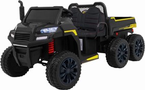 Masinuta Electrica cu acumulator pentru copii NOVOKIDS™ Farmer Beast Buggy, 6 roti, 2 locuri, Cu remorca si faruri luminoase, Roti din Cauciuc EVA,