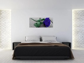 Tablou - Trandafir albastru cu tulpina verde (120x50 cm)