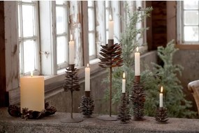Sfeșnic con, din alamă antichizată, lucrat manual, 10x33 cm, „Cônes"
