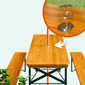 Set de masă pentru bere KLASIK, 170cm, maro natural Casaria