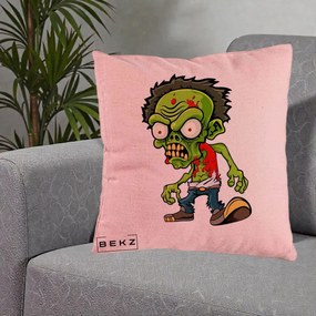 Perna Decorativa Zombie Halloween, 40x40 cm, Roz, Husa Detasabila, Perna Inclusa, BEKZ®