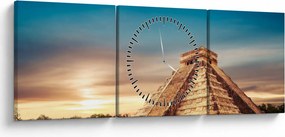 Tablou - Monumente renumite maiașe (cu ceas) (90x30 cm)