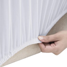 Husa elastica pentru canapea cu 4 locuri poliester jersey alb 1, Alb, 4 locuri