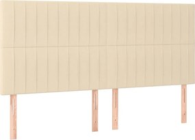 vidaXL Tăblie de pat crem 160x5x118/128 cm, material textil