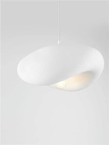 Lustra suspendata cu textura granulata Bambel alb piatra