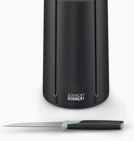Set de cutite Joseph Joseph Elevate 10541, Otel japonez, Suport rotativ, Fara BPA, Negru/verde
