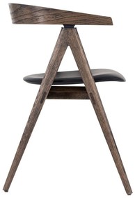 Scaun de dining negru/maro din lemn masiv de stejar Ava – Gazzda