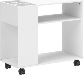 HOMCOM Suport imprimantă masă pentru imprimantă cu compartiment separat, suprafețe de depozitare pentru birou 70 x 34 x 60 cm Alb | Aosom Romania