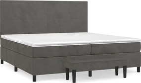 vidaXL Pat box spring cu saltea, gri închis, 200x200 cm, catifea