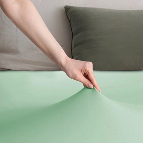 Cearceaf verde deschis din jerseu cu elastic 220x200 cm Amber – Restilo