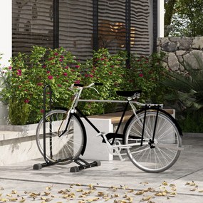HOMCOM Suport bicicletă cu cârlige reglabile, compatibil cu biciclete 24"-29" și 700C, pentru garaj, interior și exterior, negru | Aosom Romania