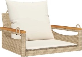 vidaXL Bancă de balansoar cu perne, bej, 63x62x40 cm, poliratan
