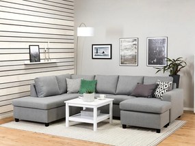 Colțar Scandinavian Choice C171Negru, Gri deschis, 283x199x80cm, Picioare: Plastic
