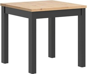 Masa MAREN, stejar artisan/negru, PAL laminat/lemn, 80x80x77 cm