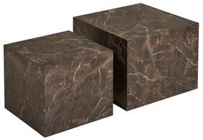 Măsuță de cafea Prague efect marmură, maro, set de 2