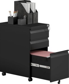 Vinsetto dulap pentru dosare din metal, dulap de birou, 3 sertare, mobil, Negru | Aosom Romania