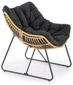 Fotoliu tapitat Whisper natur/negru - H90 cm