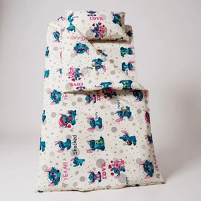 Lenjerie bumbac ranforce pat 3 piese copii 2-6 ani Angel si Stitch pentru saltele 130x60 cm ASC6427968006648