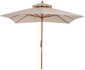 Outsunnt Umbrela de Soare de Gradina Acoperis Dublu , Bambu si Poliester,Crema, 3x3m | Aosom Ro