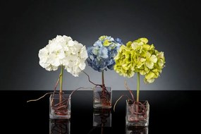 Aranjament floral mic decor festiv design LUX CUBO HYDRANGEA LIGHT BLUE