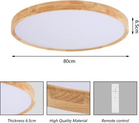 Brilagi - Corp de iluminat LED dimerizabil WOODROUND LED/70W/230V 3000-6000K Ø 80 cm + telecomandă