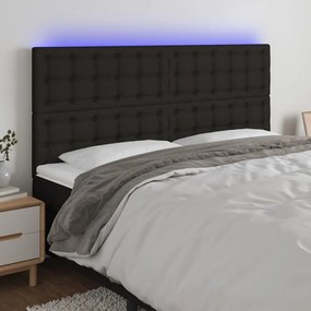 vidaXL Tăblie de pat cu LED, negru, 200x5x118/128 cm, textil