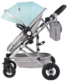 Carucior nou nascuti 2 in 1 NOVOKIDS™ Ciarra Silver PRO , Cu geanta bebe, Cadru Aluminiu , Amortizoare, Roti din cauciuc plin AVE, Landou, Modul