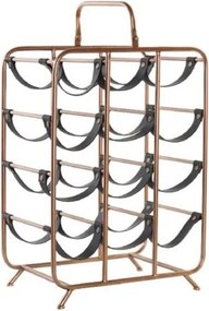 Suport de sticle din metal si piele " Wine Rack "