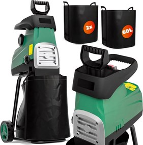 Tocător de grădină DIOX + 2x sac de 60 l, 3100W negru/verde Gardebruk