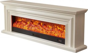 Șemineu electric cu efect LED realist cu 12 culori, Comodă TV, design elegant, control vocal și telecomandă, fără încălzire, 180 cm, Alb