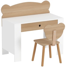 AIYAPLAY Set birou și scaun pentru copii 3-8 ani cu sertar, efect lemn natural | Aosom Romania