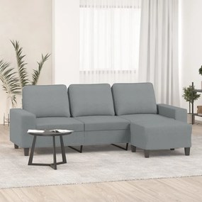 vidaXL Canapea cu 3 locuri și taburet, gri deschis, 180 cm, textil
