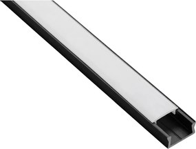Set profil LED aplicat Glax Mini GTV, din aluminiu, negru mat, cu dispersor opac, 3 m Aluminiu, L:3000 mm; l:14.2 mm; H:6.6 mm, Negru Opac, Glax Mini,