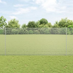 vidaXL Împrejmuire cu sârmă sudată cu 22 stâlpi U Argint 1.4x25 m Oțel