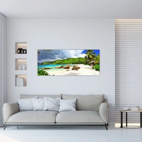 Tablou - Seychelles, plaja Takamaka (120x50 cm)