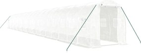 vidaXL Seră cu cadru din oțel, alb, 40 m², 20x2x2 m