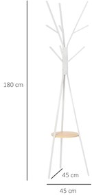 HOMCOM cuier vertical, design modern, 45x45x180cm, alb | AOSOM RO