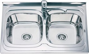 Chiuveta inox Inter Ceramic cu doua cuve finisaj inox lucios 80x60 cm