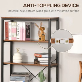 Biblioteca in Stil Industrial Vintage cu 6 Rafturi din Lemn si Metal Negru, 80x30x180cm HOMCOM | Aosom Romania