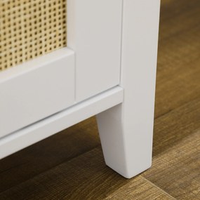 HOMCOM Banc de pantofi mobilier de depozitare cu ușă glisantă și fațade din răchită împletită 80 x 35 x 45 cm alb | Aosom Romania
