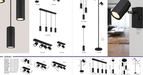 Lampa de podea cu 2 Spoturi metal negru JAMES