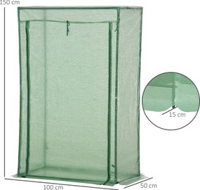 Sera Outsunny cu ușă, seră de iarnă din oțel, seră pentru balcon, grădină, seră de roșii 100x50x150cm, seră de roșii pentru roșii, legume, flori, plante, verde | Aosom Romania