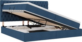 vidaXL Pat cu saltea și LED cu saltea albastru 200 x 200 cm Poliester
